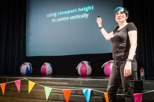 Diane Wallace giving her presentation at WordCamp Brighton 2016